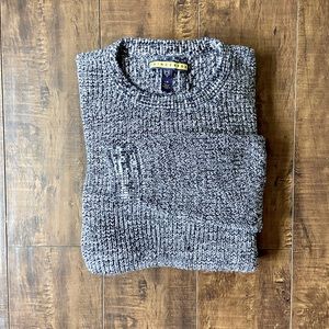 Men's Black & White Cable Knit Sweater